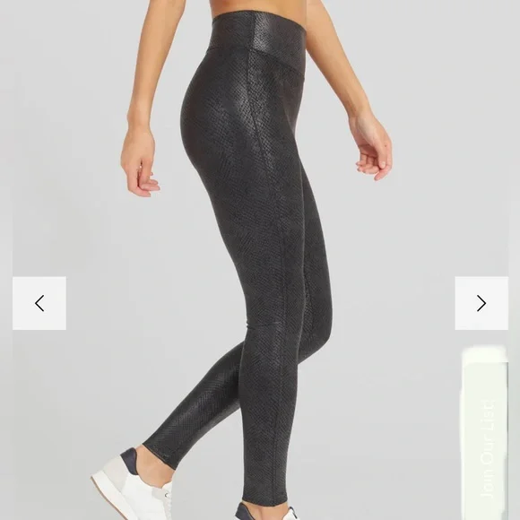 SPANX Faux Leather Matte Snake Leggings for Women Tummy Control XS - Picture 3 of 11